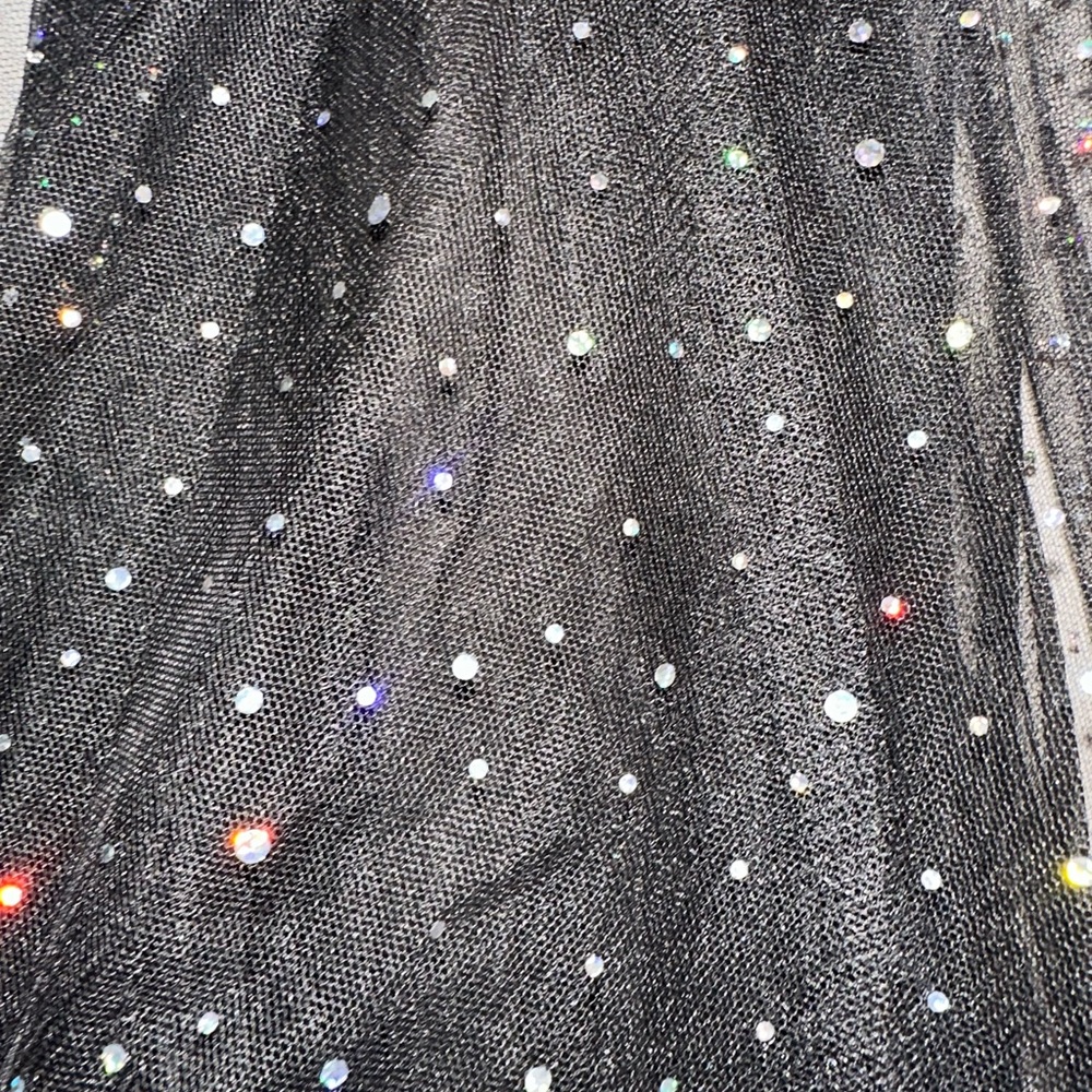 Windsor Vanessa V-Neck plunging Tulle Gown iridescent sequins dots evening Prom - Picture 8 of 13